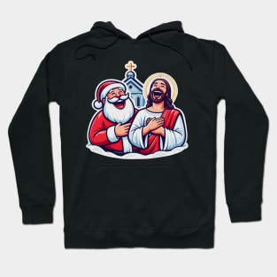 Jesus Santa Claus Church Merry Christmas Joy To The World Laugh Out Loud WWJD Hoodie